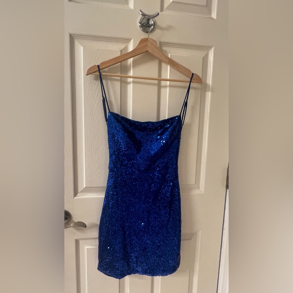 Royal blue sequin Lucy In The Sky dress. Perfect for HoCo or any special event
